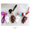 cartoon cute teddy bear little rabbit lovers keychain leather